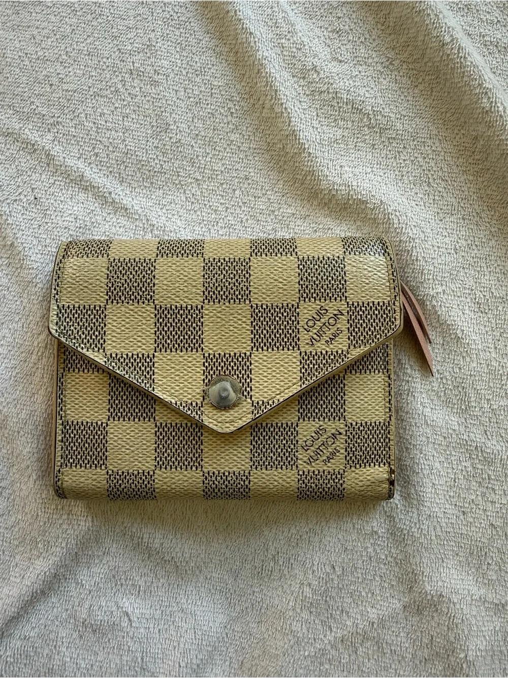 Louis Vuitton Damier Azur Checkered Beige and Brown Wallet